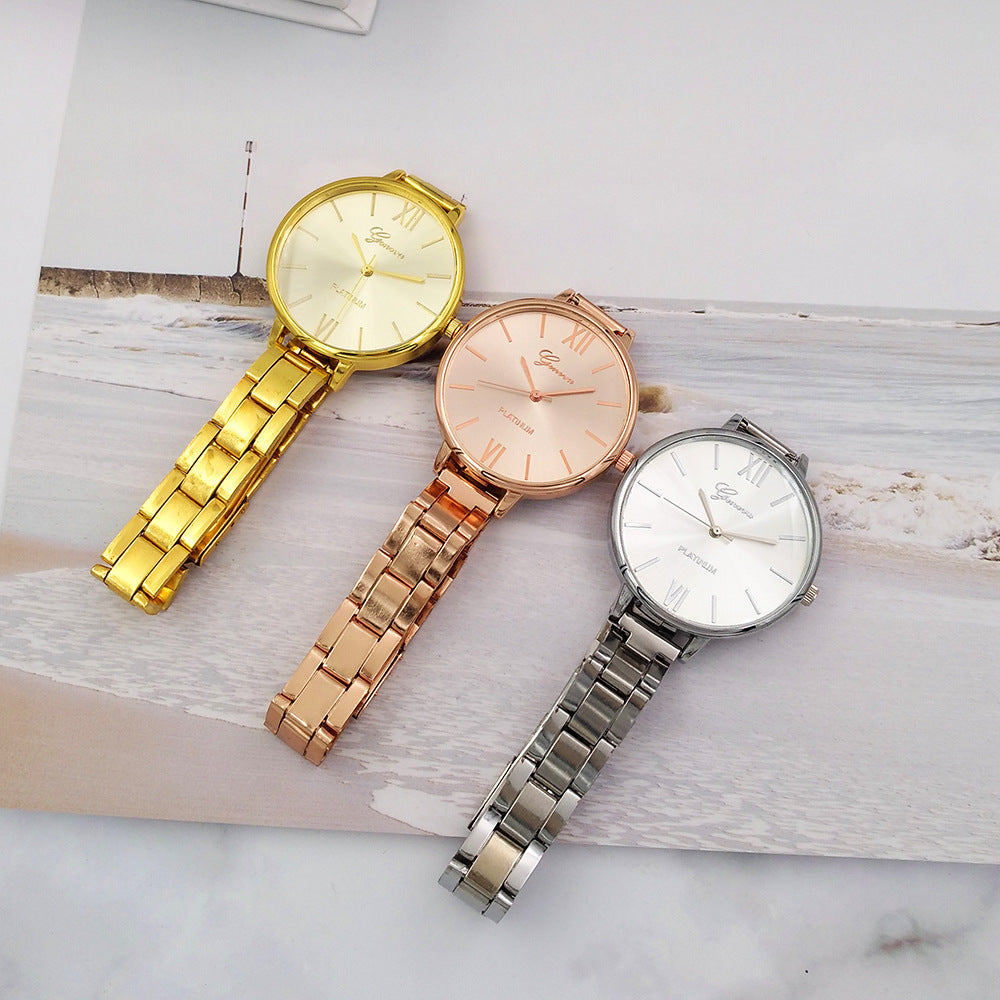 12-Crystal Steel Band Women's Fashion Quartz Watch