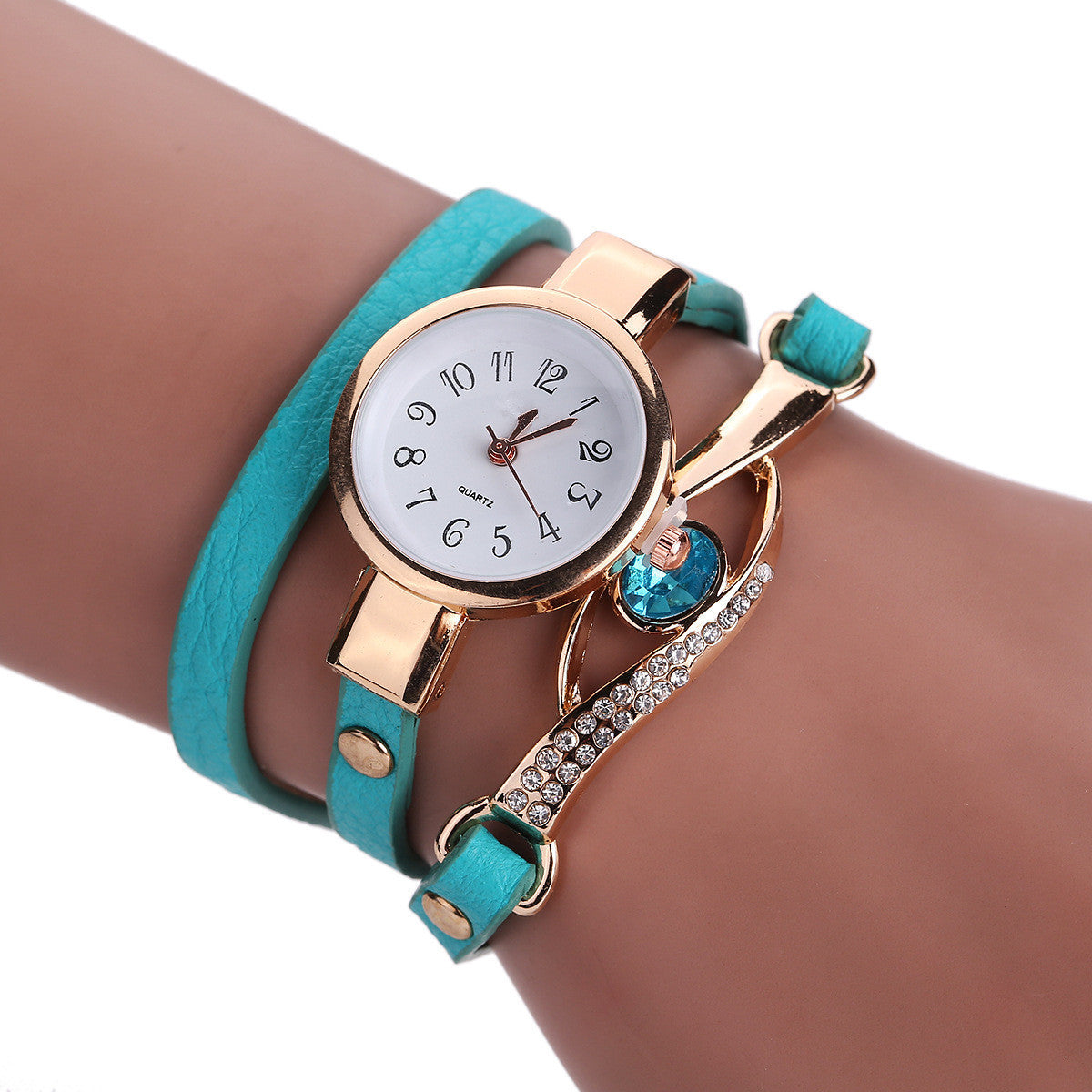 Blue Crystal Long Strap Quartz Bracelet Watch