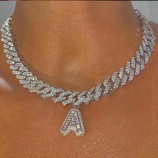 DIY Hip Hop Letter Necklace with Rhinestones (12mm)