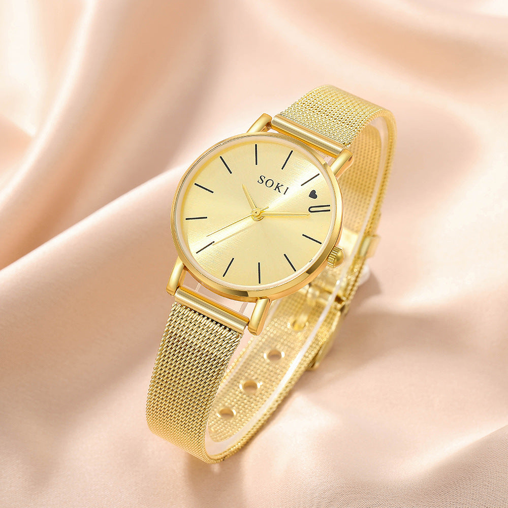 Autumn Heart Women's Quartz Watch with Mesh Band