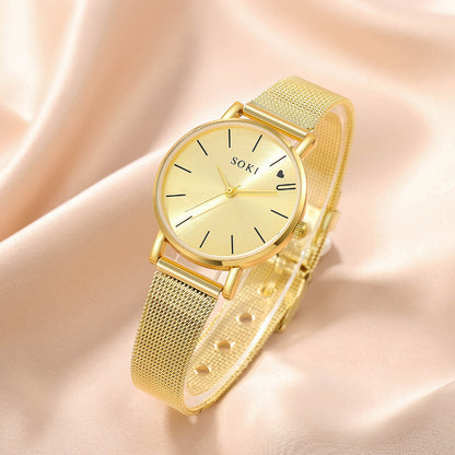 Autumn Heart Women's Quartz Watch with Mesh Band