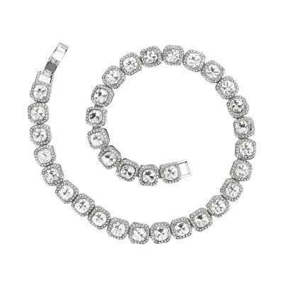 Men's Hip Hop Square Glass Cuban Chain
