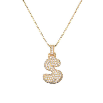 Hip Hop Letter Pendant Necklace with Zircon for Women