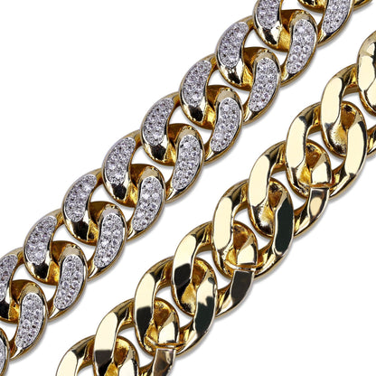Men's Hip Hop Cuban Miami Gold Chain with Zircon Necklace