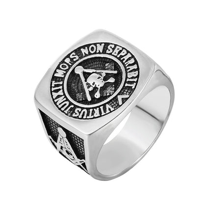 Masonic Logo Ghost Head Titanium Steel Men's Ring