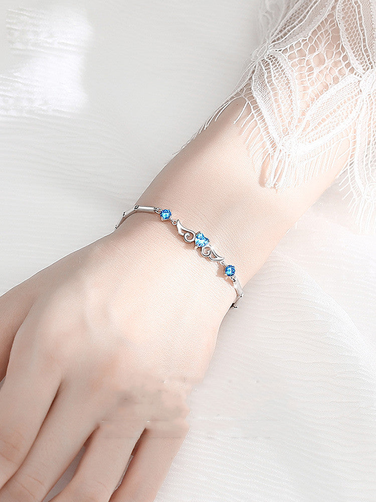 925 Silver Angel Wing Bracelet for Women, Unique Design