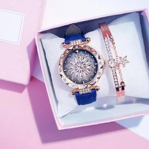 Fashionable Waterproof Women's Quartz Watch Set with Bracelet