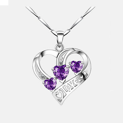 Heart-Shaped Amethyst Pendant Necklace for Women