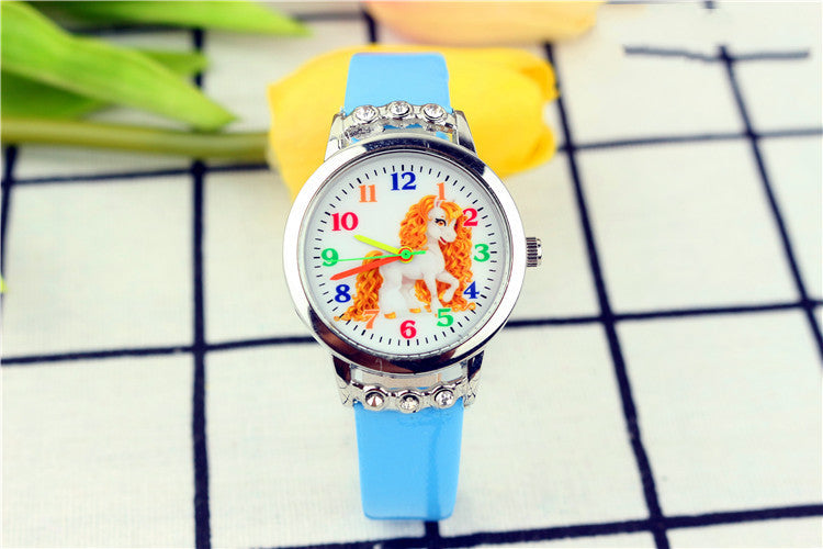 Unicorn Kids Belt Watch with Cartoon Design and Quartz Movement
