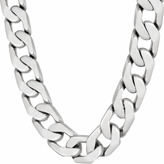LIFETIME JEWELRY 11.5mm Flat Cuban Link Chain Necklace for Men 24k Real Gold Plated (20 inches White Gold)