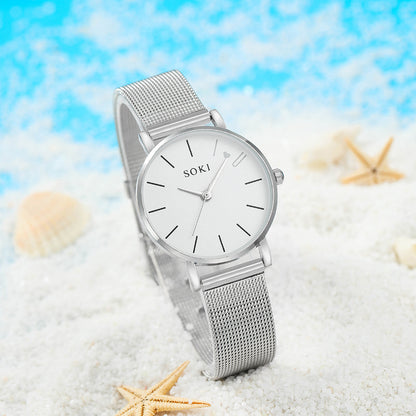 Autumn Heart Women's Quartz Watch with Mesh Band