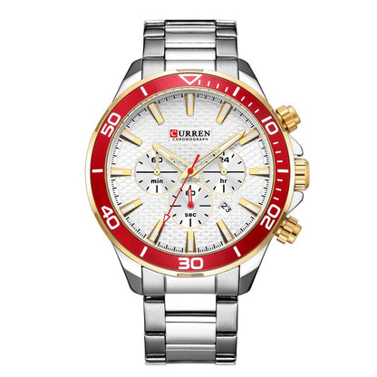 Men's Steel Band Casual Quartz Watch with Calendar