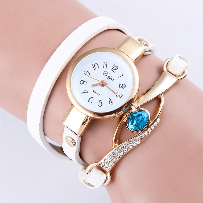 Blue Crystal Long Strap Quartz Bracelet Watch