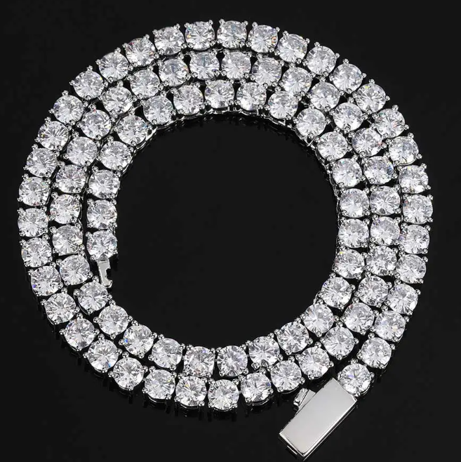 Hip Hop Spring Buckle Single Row Tennis Chain Bracelet
