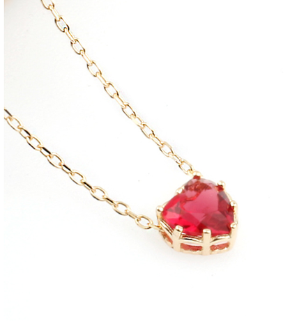 Heart Pendant Necklace with S925 Silver and Garnet Stone
