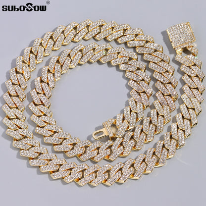 Unisex Zircon Hip Hop Cuban Chain Necklace for Dating