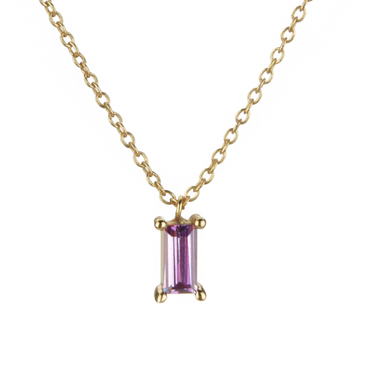 S925 Sterling Silver Rectangular Stone Pendant Necklace