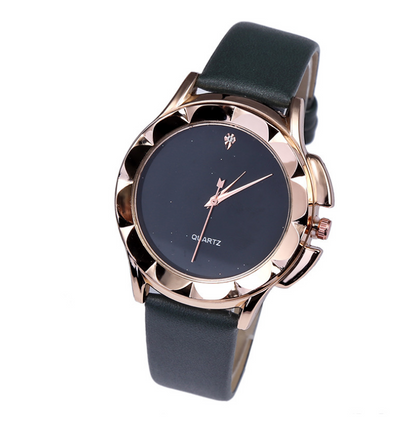 Starry Sky Quartz Watch with Diamond Accents and Leather Band