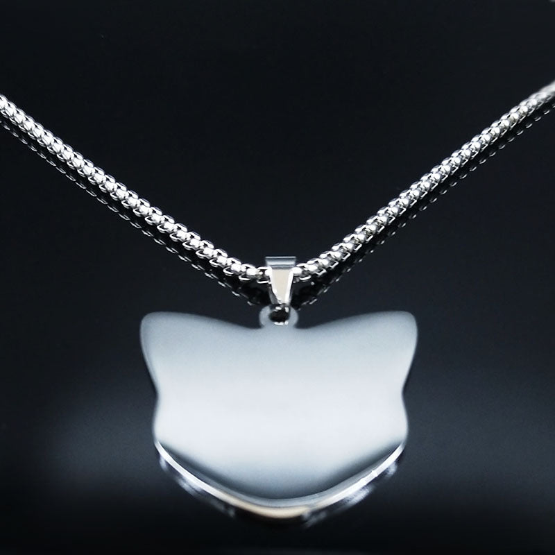 Cross-Border Fashion Pentagram Cat Stainless Steel Necklace