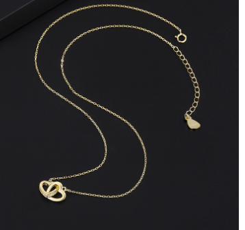 925 Silver Fashion Sweet Double Heart Necklace