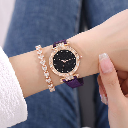 Starry Diamond Women's Watch and Bracelet Gift Set