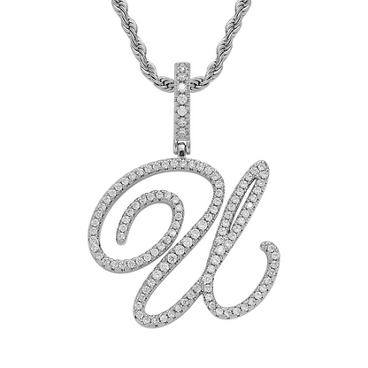 Hip-Hop Cursive Letter Pendant Necklace