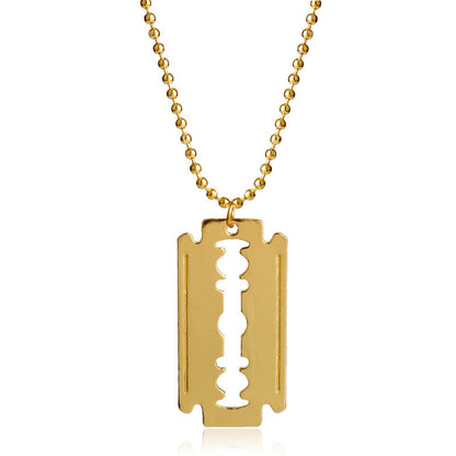 Men's Hip-Hop Alloy Blade Pendant Razor Necklace