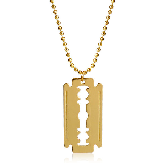 Men's Hip-Hop Alloy Blade Pendant Razor Necklace