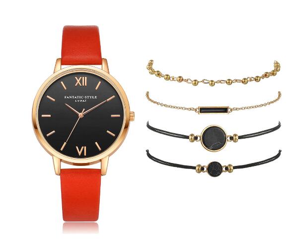 Lvpai Women's Minimalist Quartz Watch and Bracelet Set
