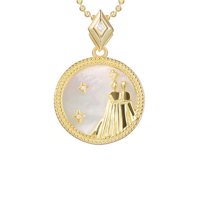 925 Silver Zodiac Necklace with Mother of Pearl Pendant