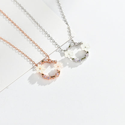 S925 Silver Necklace with Flower Pendant and Chain