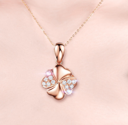925 Silver Four Leaf Clover Micro-Paved Necklace