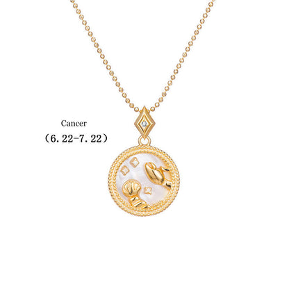 925 Silver Zodiac Pendant Necklace with Natural Shell