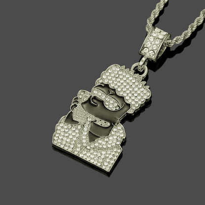 Hip Hop Cartoon Character Necklace with Rhinestones