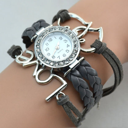 Women's Diamond-Studded Circle Bracelet Watch