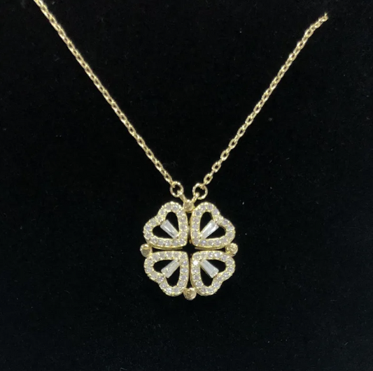 Heart-to-Heart Four-Leaf Clover Necklace