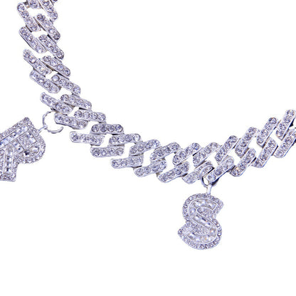 DIY Hip Hop Letter Necklace with Rhinestones (12mm)
