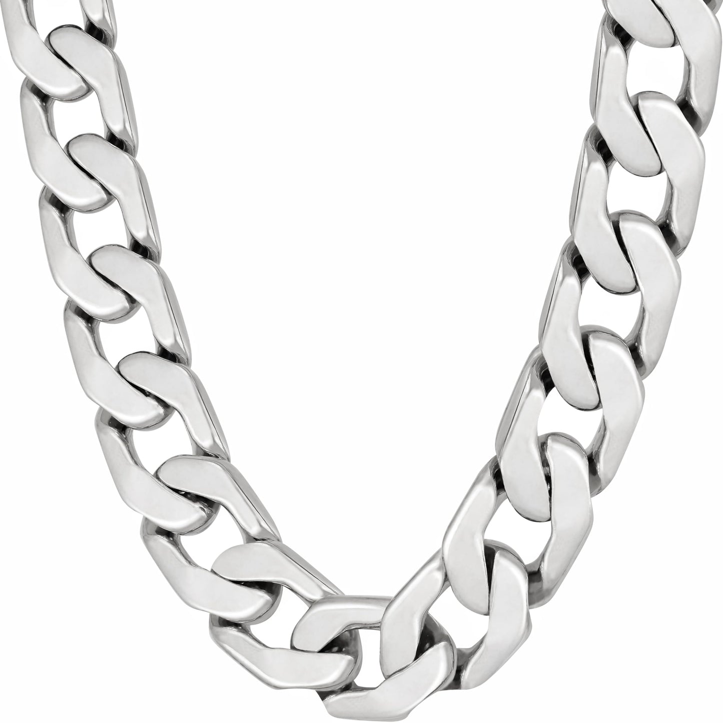 LIFETIME JEWELRY 11.5mm Flat Cuban Link Chain Necklace for Men 24k Real Gold Plated (20 inches White Gold)