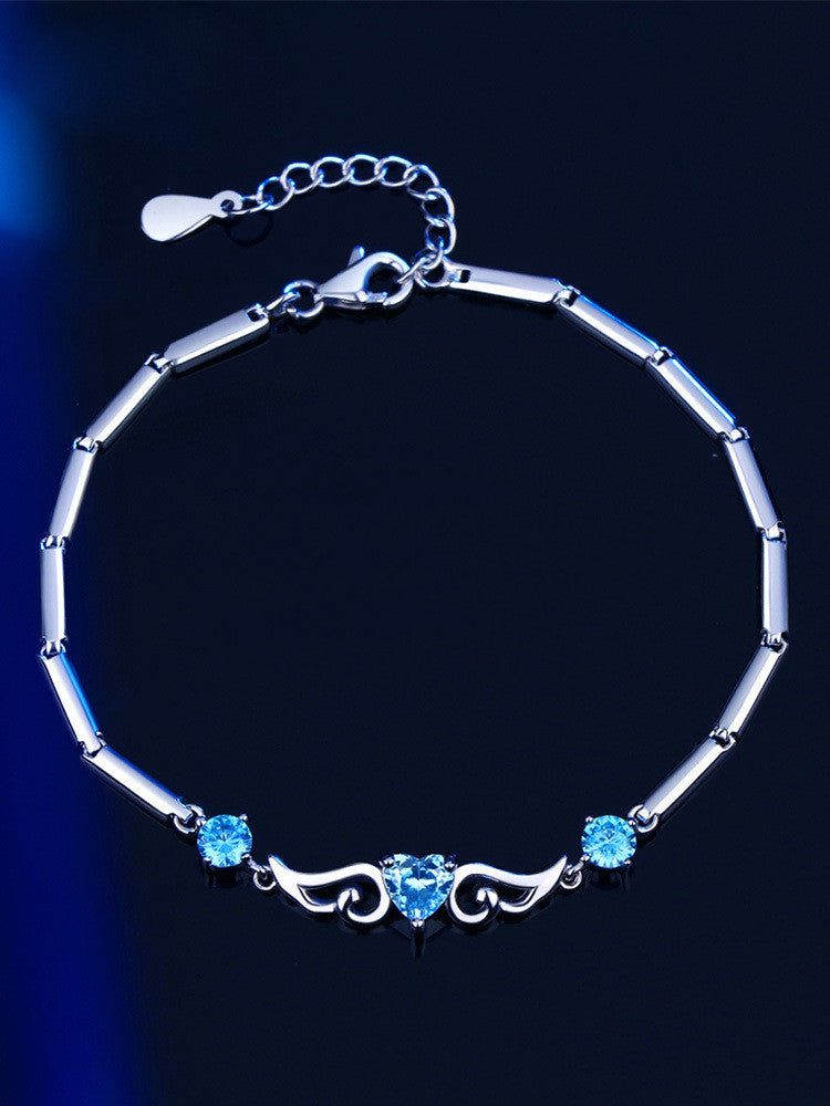 925 Silver Angel Wing Bracelet for Women, Unique Design