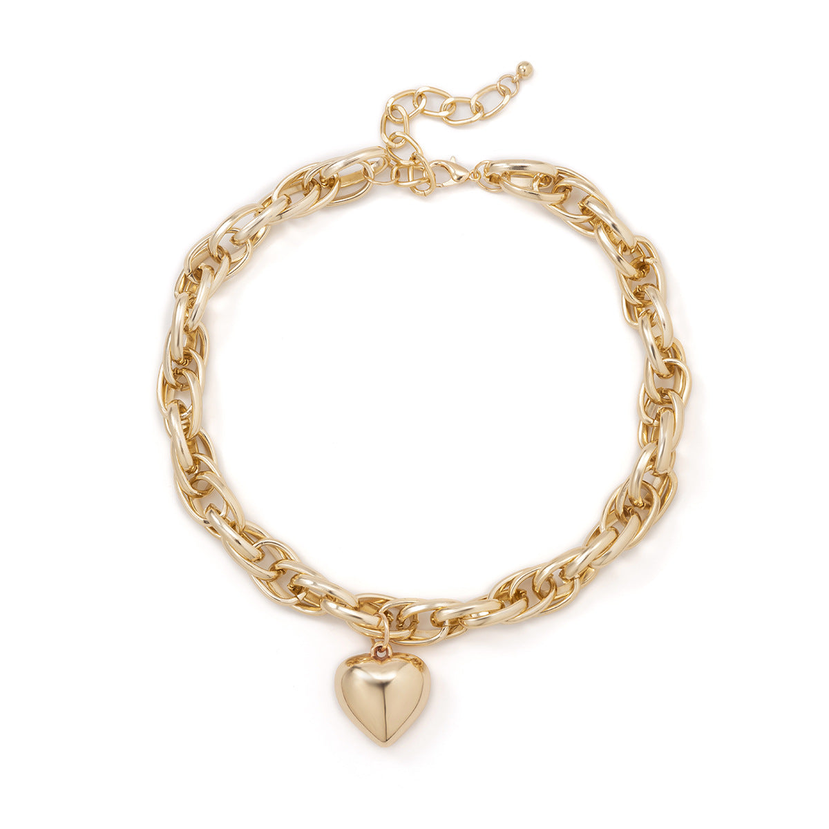 Thick O Chain Hollow Necklace with Hip Hop Love Pendant