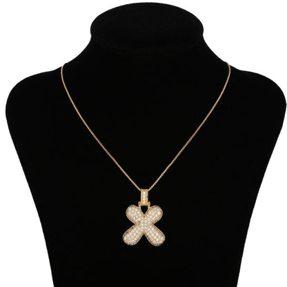 Hip Hop Letter Pendant Necklace with Zircon for Women