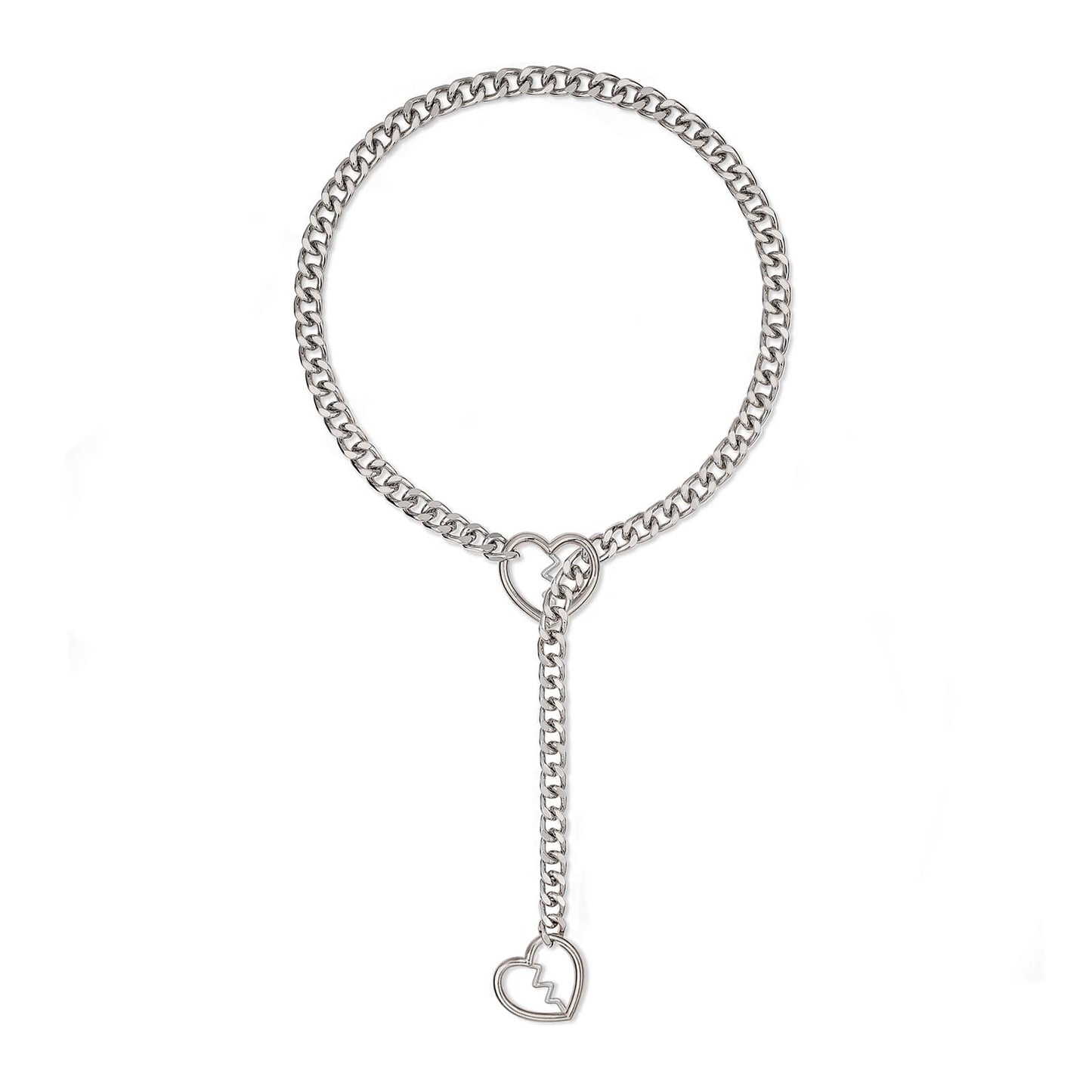 ADEMISHIA Womens Heart O-ring Slip Chain Necklace Punk Gothic Heart Breaker Cuban Link Chain Choker Adjustable Gold Lariat Y-Necklace