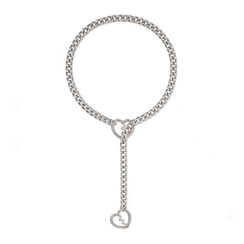 ADEMISHIA Womens Heart O-ring Slip Chain Necklace Punk Gothic Heart Breaker Cuban Link Chain Choker Adjustable Gold Lariat Y-Necklace