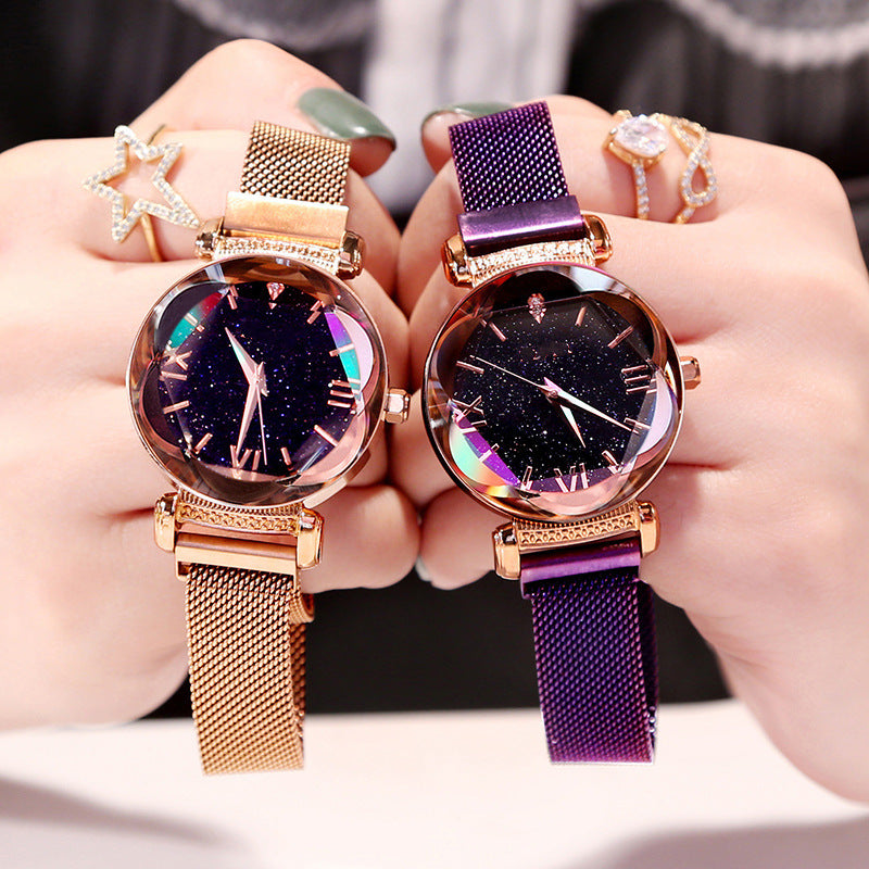 Starry Sky Quartz Watch for Women with Steel Band