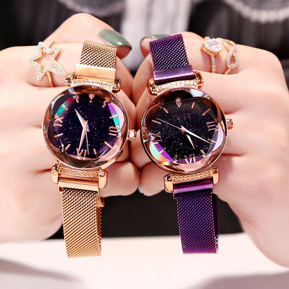 Starry Sky Quartz Watch for Women with Steel Band