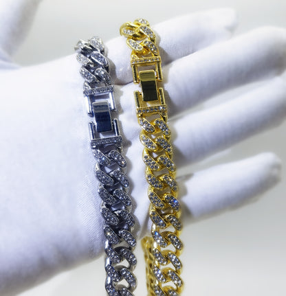 13mm Flat Cuban Link Diamond Bracelet for Hip Hop