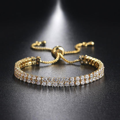 Double Row Zircon Rhinestone Bracelet for Women