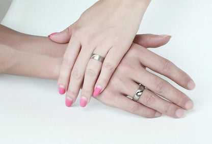 Couple Heart Rings with Diamond Inlay