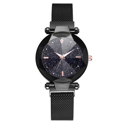 Fashionable Starry Sky Quartz Watch with Milanese Band