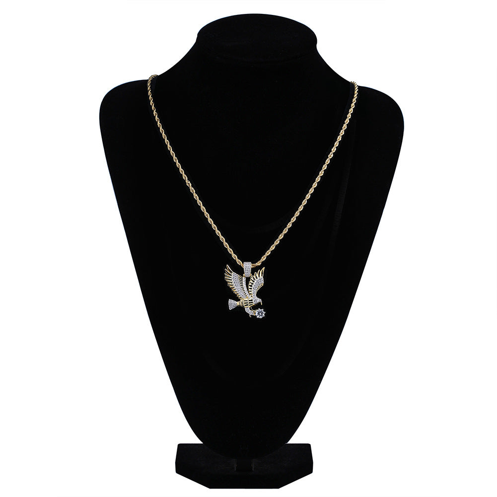 Men's Hip Hop Eagle Necklace with Zircon Pendant